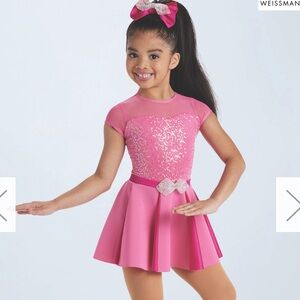 Weissman Never Gonna Not Dance Again Pink Dance Dress Costume XS Child Sequin